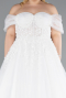 Long White Plus Size Wedding Dress ABG147