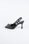 Black Satin Evening Shoe MJ9005