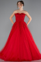 Red Strapless Dantelle Plus Size Haute Couture Dress ABU4453