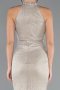 Beige Halter Neck Slit Long Evening Gown ABU4324