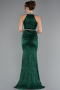 Emerald Green Halter Neck Slit Long Evening Gown ABU4324