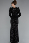 Black Long Sleeve Slit Sequined Evening Gown ABU4329