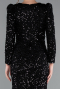 Black Long Sleeve Slit Sequined Evening Gown ABU4329
