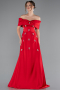 Long Red Satin Evening Dress ABU5015