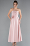 Midi Powder Color Satin Cocktail Dress ABK2363