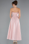 Midi Powder Color Satin Cocktail Dress ABK2363