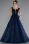 Long Navy Blue Plus Size Engagement Dress ABU5048
