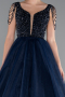 Long Navy Blue Plus Size Engagement Dress ABU5048