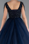 Long Navy Blue Plus Size Engagement Dress ABU5048