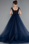 Long Navy Blue Plus Size Engagement Dress ABU5048