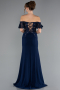 Long Navy Blue Dantelle Evening Dress ABU2261