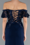 Long Navy Blue Dantelle Evening Dress ABU2261