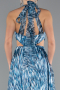 Oil Green Halter Neck Cut Out Long Printed Satin Evening Gown ABU4686
