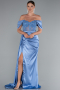 Indigo Long Satin Evening Dress ABU6140