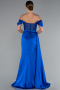 Long Sax Blue Satin Evening Dress ABU6140