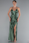 Pistachio Green Long Satin Prom Gown ABU2800