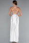 White Long Satin Prom Gown ABU2800
