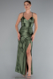 Olive Drab Long Satin Prom Gown ABU2800