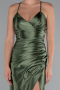 Olive Drab Long Satin Prom Gown ABU2800