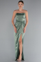 Pistachio Green Long Satin Prom Gown ABU3474