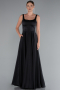 Long Black Satin Prom Gown ABU5059