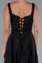 Long Black Satin Prom Gown ABU5059