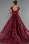 Burgundy Short Sleeve Stone Plus Size Special Design Evening Dress ABU4470