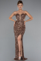 Copper Strapless Slit Long Scaly Mermaid Prom Dress ABU4790