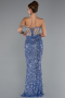 Indigo Strapless Slit Long Scaly Mermaid Prom Dress ABU4790
