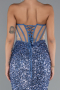 Indigo Strapless Slit Long Scaly Mermaid Prom Dress ABU4790