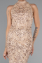Gold Halter Neck Long Beaded Mermaid Evening Gown ABU4791