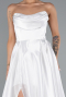 Long White Satin Evening Dress ABU5064