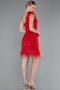 Red Feathered One Shoulder Short Scaly Evening Dress ABK2256