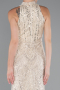 Beige Halter Neck Long Beaded Mermaid Evening Gown ABU4791
