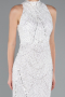 White Halter Neck Long Beaded Mermaid Evening Gown ABU4791
