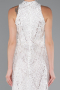 White Halter Neck Long Beaded Mermaid Evening Gown ABU4791