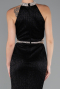 Black Halter Neck Slit Long Evening Gown ABU4324