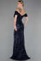 Long Navy Blue Scaly Mermaid Evening Gown ABU4906