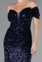 Long Navy Blue Scaly Mermaid Evening Gown ABU4906