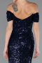 Long Navy Blue Scaly Mermaid Evening Gown ABU4906