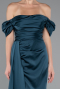 Oil Green Long Satin Engagement Dress ABU1606