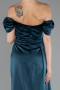 Oil Green Long Satin Engagement Dress ABU1606