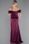 Cherry Colored Long Satin Engagement Dress ABU1606