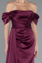Cherry Colored Long Satin Engagement Dress ABU1606