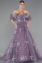 Long Lavender Plus Size Engagement Dress ABU5076