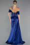 Navy Blue Long Satin Evening Dress ABU6140