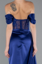 Navy Blue Long Satin Evening Dress ABU6140