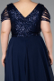 Navy Blue Short Chiffon Plus Size Evening Dress ABK1376