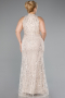Long Beige Beaded Plus Size Evening Dress ABU5063