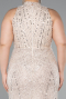 Long Beige Beaded Plus Size Evening Dress ABU5063